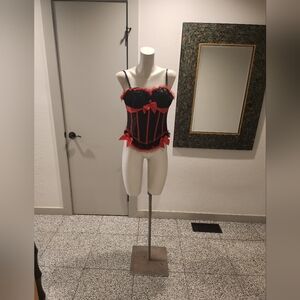 Women’s Black & Red Lace Bustier Corset Top
